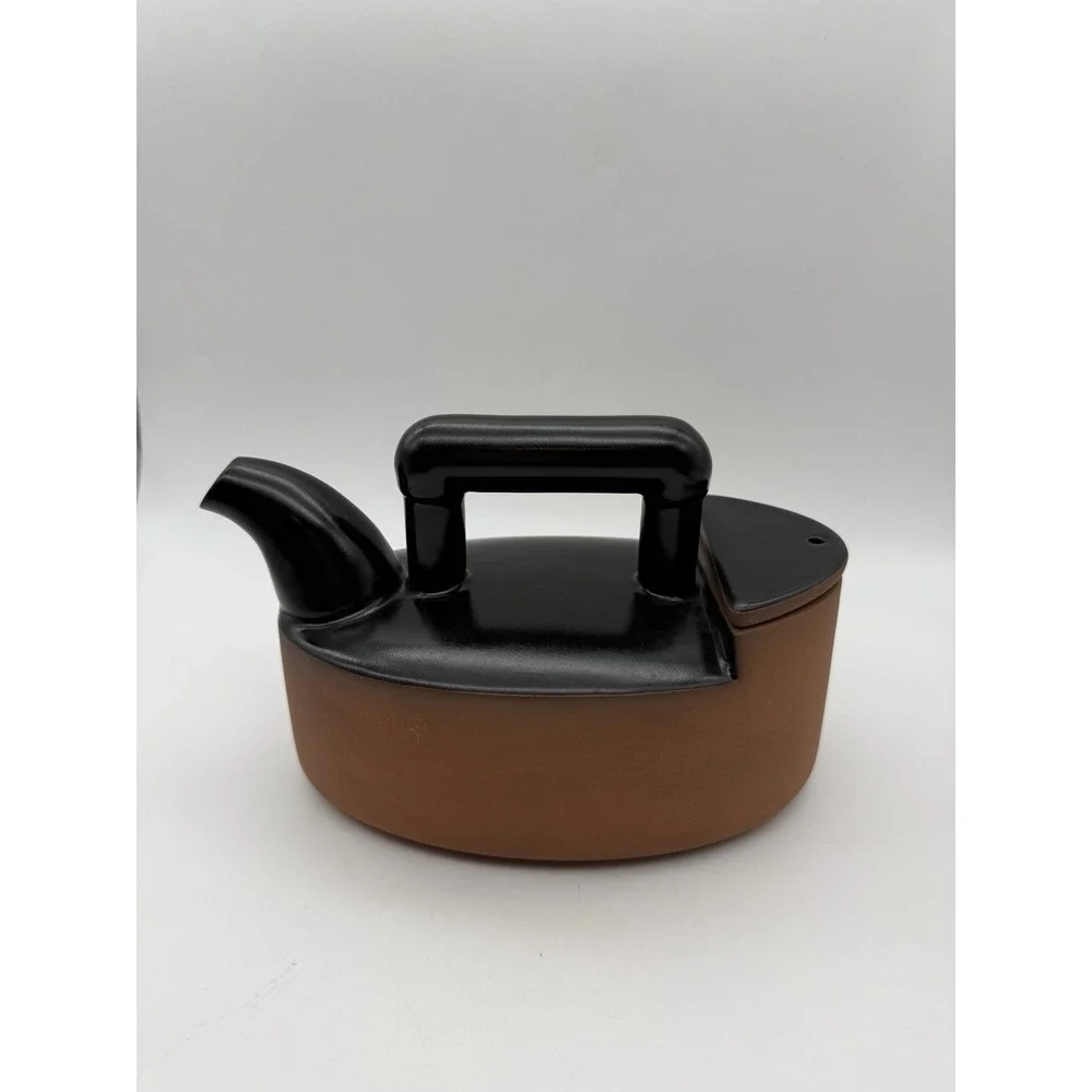 Vintage 1994 Paul Eshelman Modernist Studio Art Pottery Brown & Black Teapot